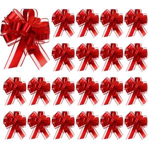 Uxcell 20pcs Red Large Organza Ribbon Gift Bows for Wrapping, Decor, Wedding, Parties, Florist