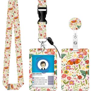 ID Badge Holder with Breakaway Lanyard, Retractable Badge Reel,Lanyards for Id BadgesWork Name Tag Breakaway Lanyard ID Card Protector Case for Teacher Nurse Work Office(Multicolor Butterfly)