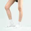 Womens Cotton Ankle Socks with Comfy Cushioned Bottom and Arch Compression, Running, Sports, Works (6 Pairs) (White)