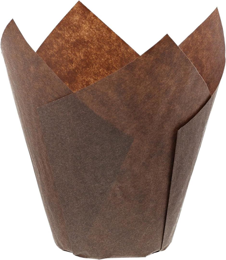 Royal Brown Tulip Style Baking Cups, Large, Sleeve of 200, Made of Parchment Paper, Perfect for Home Baking and Small Bakeries