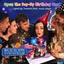 Birthday Card, Musical Pop Up Greeting Cards w Light, Blow Out Candle & Play Happy B-day Music Pop Up Card, Greeting Cards Gifts for Him or Her (Birthday Song, Presidential Blessings & Surprise)
