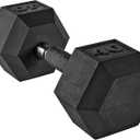 CAP 40lb Rubber Coated Hex Dumbbell, Comfort Grip, Free Weights, Single