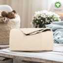Organic GOTS Certified Cotton Blanket, Twin/Twin XL - 350 GSM, Antistatic, Fuzzy Soft, Lightweight, Sofa, Camping & Travel, All-Season Herringbone Throw, Ivory/Cream + Stylish Bonus Tote Bag