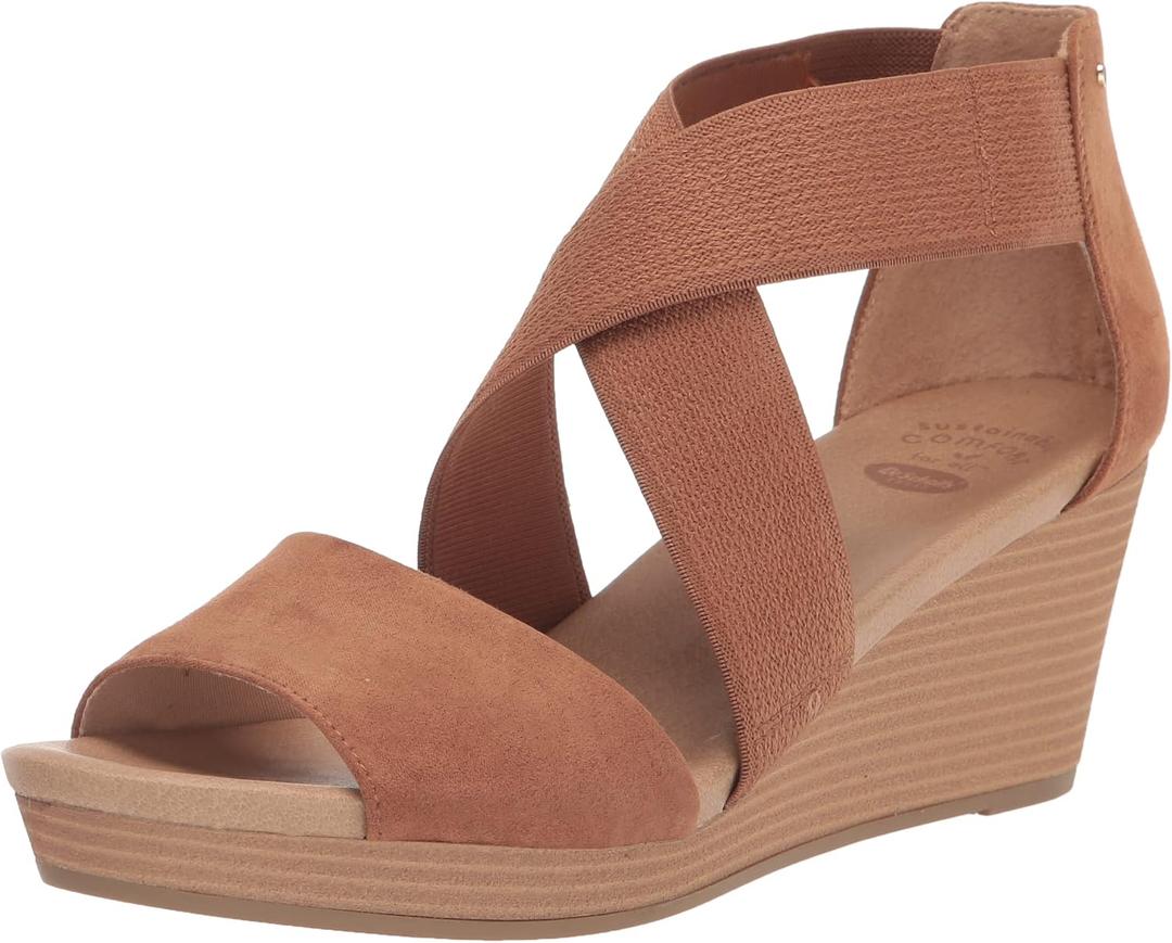 Dr. Scholl's Shoes Womens Barton Band Wedge Brown Microfiber 9.5 M