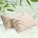 Bedsure King Size Pillow Cases Set of 2, Cooling Pillow Cases King, Rayon Derived from Bamboo Beige Pillowcases, PureWoven Silky Soft Cool Bedding Pillow Covers with Envelope Closure, 20x36 Inches