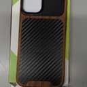 ZZDZZ Magnetic Case Compatible with iPhone 15 Plus Case [Compatible with MagSafe] Wood and Leather Carbon Fiber Design Hybrid Shockproof Phone Case (Black)