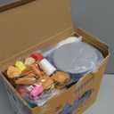 105Pcs Kids Kitchen Toy Accessories, Toddler Pretend BBQ Camping Cooking Playset, Play Pots, Pans, Utensils Cookware Toys, Play Food Set, Vegetables, Learning Gift for Girls Boys (Blue)