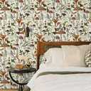 HAOKHOME Boho Peel and Stick Wallpaper Mushroom Forest Removable Stick on Contact Paper for Kitchen Bathroom Beige/Brown/Green17.3in x 32.8ft