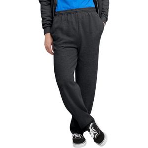 Hanes, EcoSmart Fleece Sweats for Men, Open Bottom Sweatpants, 30.5" (Large, Charcoal Heather)