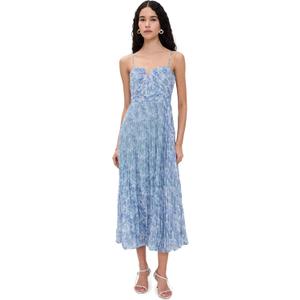 ASTR the label Women's The Bayley Midi Dress (Large, Blue Floral)