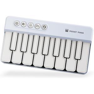 Portable Electronic Piano Keyboard 3 Different Tones Mini Light up Keys Mini Musical Instruments for Home Camping Outdoors (Blue)