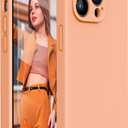 Miracase Designed for iPhone 14 Pro Max Phone Case with Screen Protector,[Upgraded Enhanced Camera Protection],Shockproof Liquid Silicone Case with Microfiber Lining,6.7 inch, Amber Orange