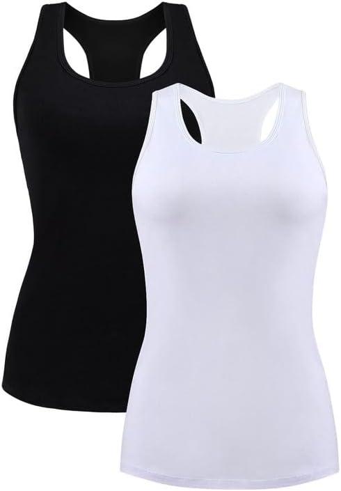 beautyin Women Tank Top with Shelf Bra Racerback Workout Yoga Tops Undershirt (Large)