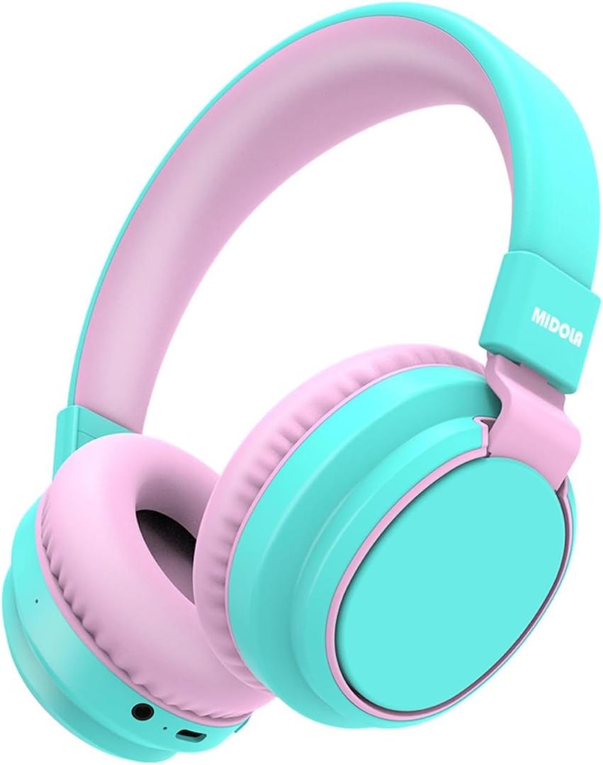 MIDOLA Kids Headphones Wireless Bluetooth 5.4 68H Play Time Volume Limit 85/94dB Over-Ear Foldable Headset,Type-C Fast Charging,with Wired Aux Mic for Toddler Boy Girl Pad Tablet Cyan MIDOLA Kids Headphones Wireless Bluetooth 5.4 68H Play Time Volume Limit 85/94dB Over-Ear Foldable Headset,Type-C Fast Charging,with Wired Aux Mic for Toddler Boy Girl Pad Tablet Cyan