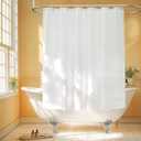 Seenus Waterproof Fabric Short Shower Curtain Liner with 3 Large Magnets, 72 x 66 inch Washable Cloth Shower Liner Neutral White, 66'' Length Bathroom Lightweight Shower Curtain