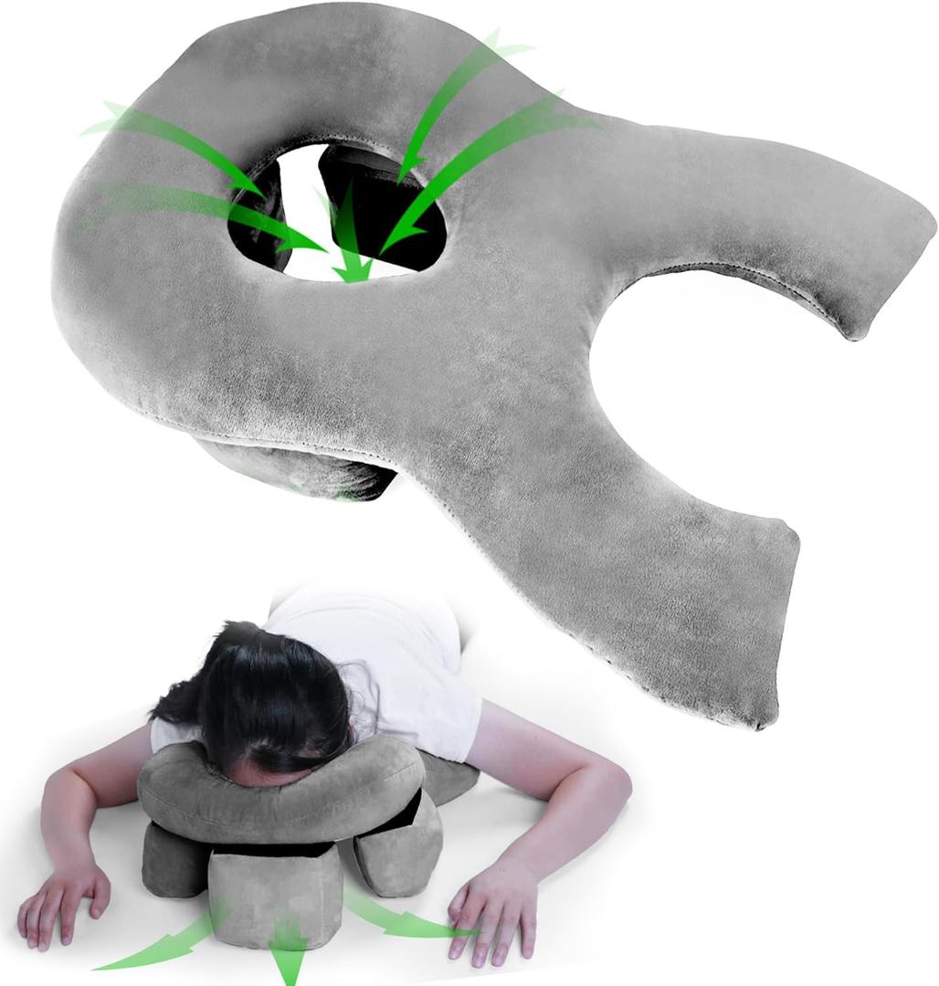 Face Down Pillow for Sleeping, Face Down Recovery Equipment After Eye Surgery/Vitrectomy/BBL, Stomach Sleeping/Prone Pillow, Massage Headrest for Bed, Portable Massage Table