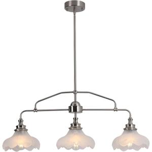 32.5" Modern Kitchen Island Lights with Alabaster Glass Shade, 3-Light Dining Room Lighting Fixtures Hanging, Transitional Multi Pendant Lighting, Brushed Nickel Finish