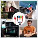 Short Multi Charging Cable, 1Ft/2Pack Multi Charging Cord, 4 in 1 Multiple USB Charger Cable,Fast Charging with IP/Type C/Micro USB Ports for Cell Phones/iPhone Series/Tablets/Galaxy/PS and More