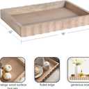 Kate and Laurel Lissi Decorative Rectangle Tray with Wavy Design; 16 x 12; Natural Wood; Modern Scalloped Serving Tray for Coffee Table Ottoman; Dining Table; or Entryway Catch-All Tray