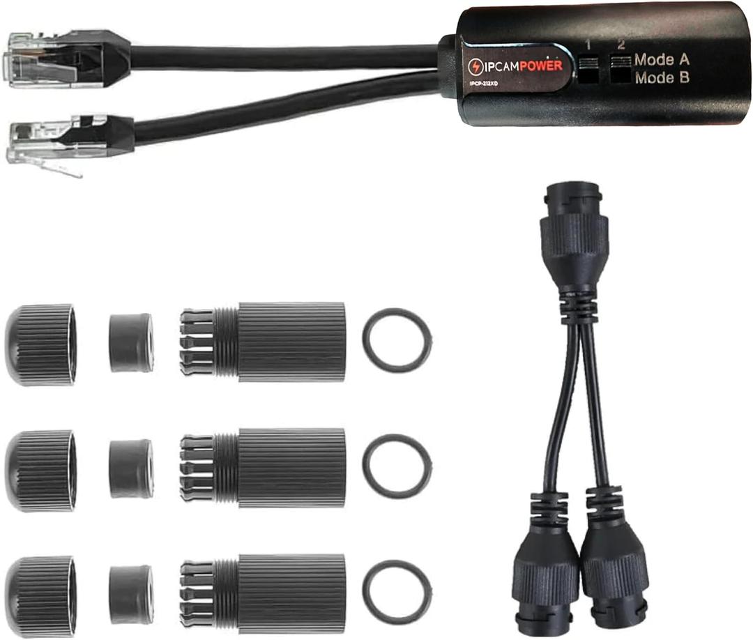 POE Combiner Splitter Adapter, Run 2 IP Cameras on 1 Cable, Works on All POE Switches, POE NVR and POE Cameras, Mode A and B POE Compatible