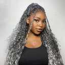 Grey Goddess Box Braids Crochet Hair 18 Inch Boho Box Braids 7 Packs Gray Crochet Hair with Curly Ends 3X Pre Looped Crochet Braiding Hair for Women, 1B/Grey