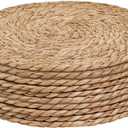 Defined Deco Woven Placemats Set of 10,12" Round Rattan Placemats, Natural Hand-Woven Water Hyacinth Placemats, Farmhouse Weave Place Mats,Rustic Braided Wicker Table Mats for Dining Table, Home, Wedding