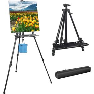YDisplay Artist Easel Stand for Painting with Organizer Tray,Aluminum Easel with Carry Bag for Indoor Outdoor Perfect for Adults & Kids,Black