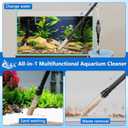AQQA Gravel Vacuum for Aquarium Siphon - Adjustable Flow Fish Tank Cleaner with Handle, Manual Siphon Pump Water Changer Sand Rock Suction Cleaner, Upgraded Hard Hose with Threaded Connection (S)
