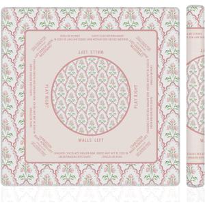 Pink and Green Floral Mahjong Mat 31.5"x31.5", Grandmillennial Flower Non-Slip Noise Reduction Gaming Mat for American Mahjong Poker Card Board Games Dominoes