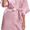 Women's Short Satin Kimono Robe for Wedding Bridal Party Bridesmaid Robe Sleepwear (Large)