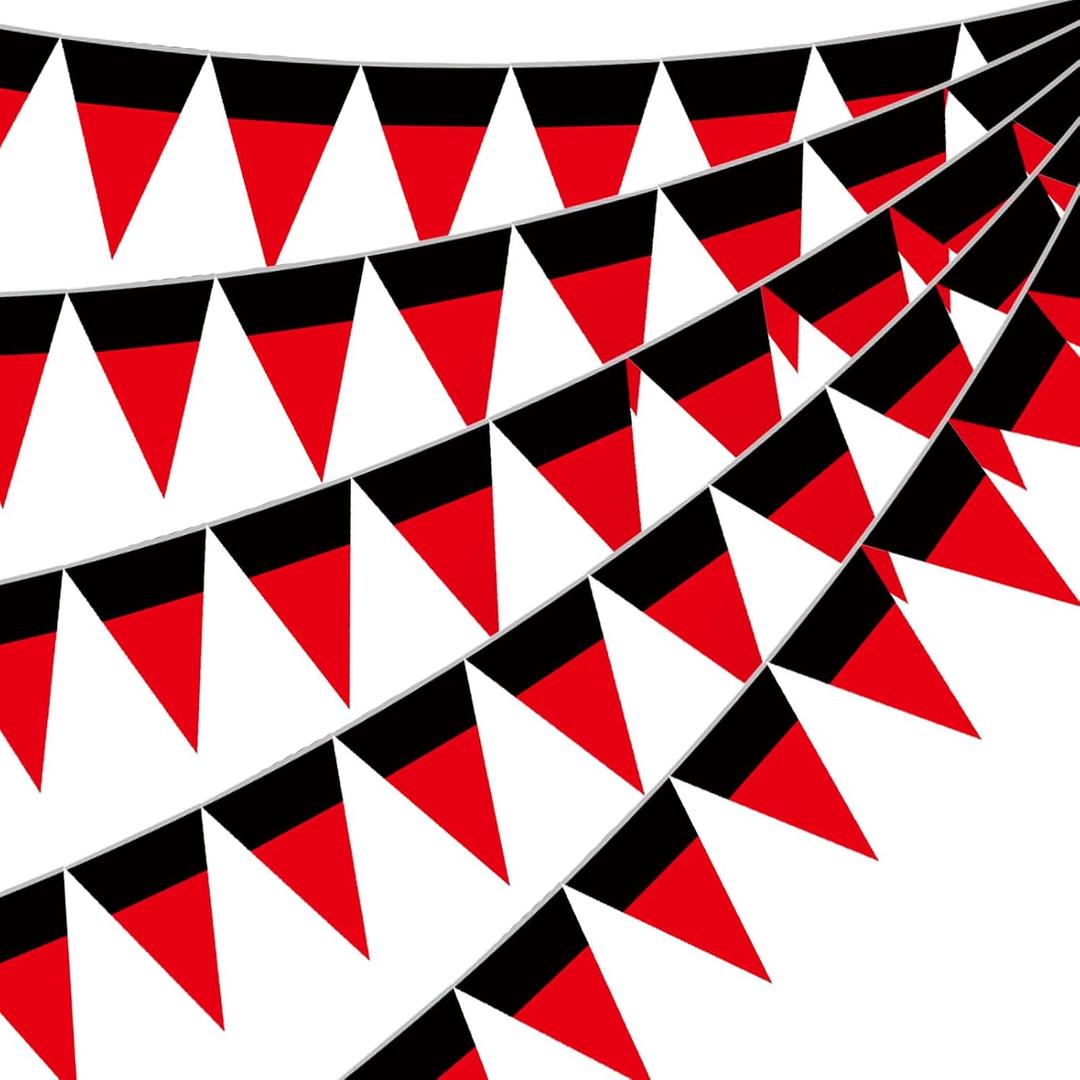 Tiamon 5 Pcs Red Mouse Theme Banner Birthday Decorations Red and Black Pennant Bunting Cartoon Themed Mouse Triangle Flag for Baby Shower Cartoon Birthday Party Decor