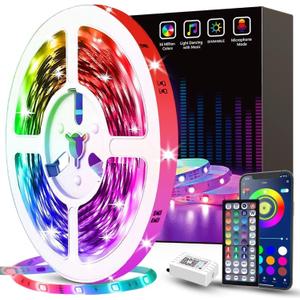 Tenmiro 50ft Led Strip Lights, Tenmiro Smart Led Lights Strip Music Sync Color Changing Lights App Control and 23keys Remote, Led Lights for Bedroom Party Home Decoration (RGB (Red, Green, Blue))