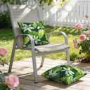 Outdoor Pillows with Insert 18x18 Inch, Waterproof Throw Pillow for Patio Furniture, Decorative Back Cushion for Garden Home Sofa Office Chair, Set of 2, Jungle Leaves