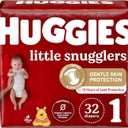 Huggies Size 1 Diapers, Little Snugglers Newborn Diapers, Size 1 (8-14 lbs), 33 Count