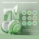 EASARS Cat Ear Headphones, Gaming Headset (Wireless, Green)