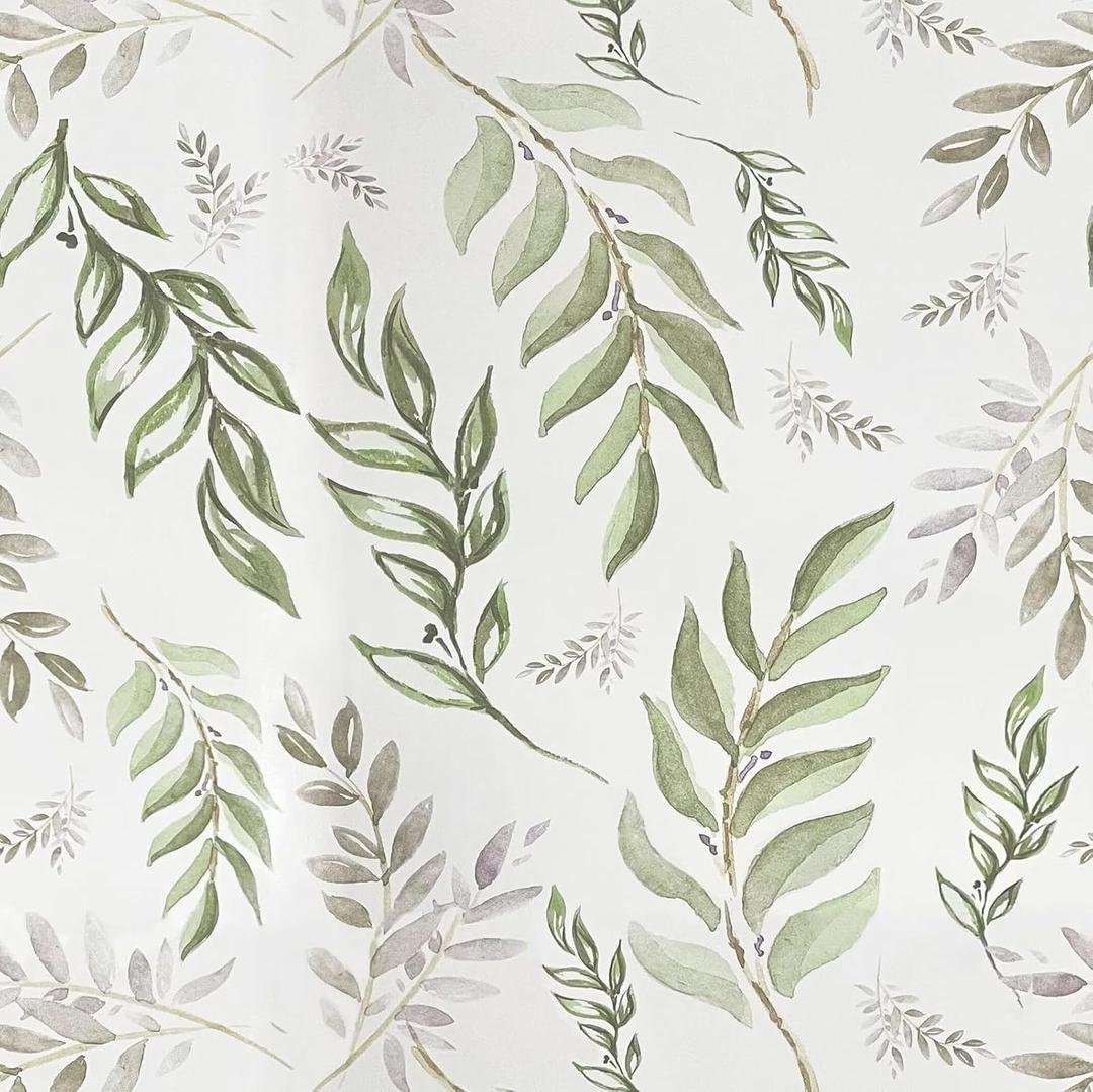 Laatse Green Leaf Wallpaper Peel and Stick 17.5" x 197" Floral Leaf Contact Paper Vintage Self Adhesive Wallpaper Vinyl Waterproof Wall Covering for Bedroom Cabinet Countertop Decor