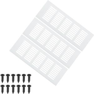 PATIKIL 9 x 3 Inch Door Air Vent Cover, 3 Pcs Heavy Duty Aluminum Grille Ventilation Cover Louvered with Mounting Screws for Cabinet Wardrobe Door, Silver