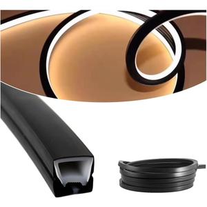 Black Silicone LED Diffuser Channel, 16.4 ft Flexible Waterproof Bendable Neon Light Tube Silicone Cover for Led Light Strip for Indoor Outdoor Lighting, 16 x 16mm