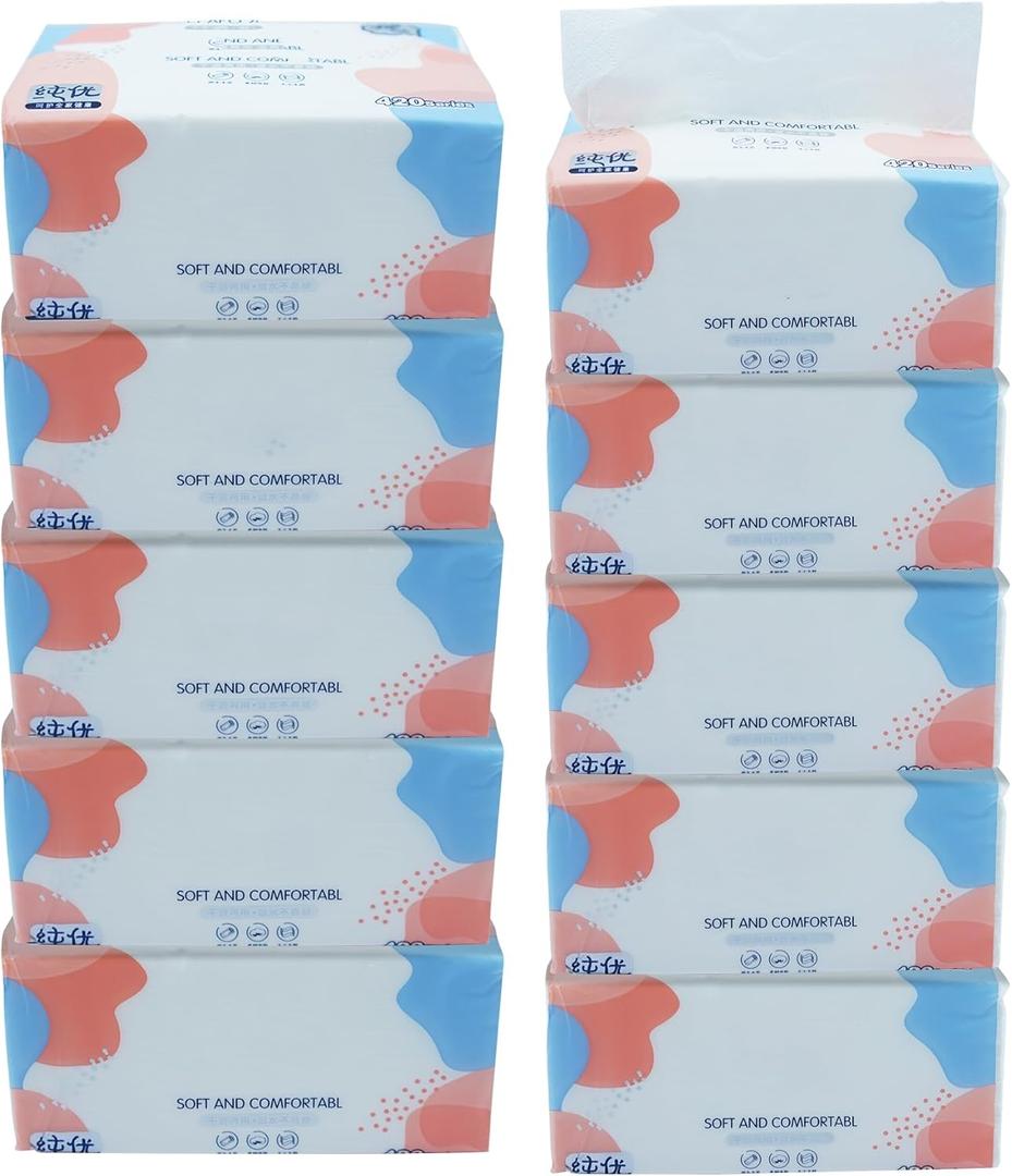 Small Soft Facial Tissues, Toilet Paper, Disposable Facial Napkins, Bag Cover NOT In Box, Material Wood Pulp Fiber NOT COTTON, 4-Ply, 8 Packs, 380 Sheets per Pack