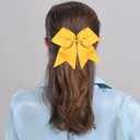 CN 10PCS Yellow Cheer Hair Bows for Cheerleader Large Cheer Elastic Ties | 8" Jumbo Handmade Bows, for Teen Girls College Sports Softball Competition, Grosgrain Ribbon ,Ponytail Holders for Girls