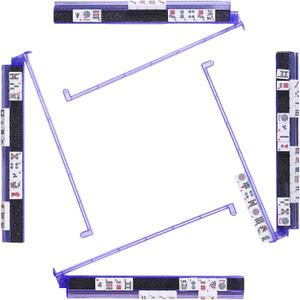 Mahjong Racks with Pushers, Anti-Slip Design Clear All-in-One Mahjong Racks and Pushers - Modern American Mahjong Tile Racks Set of 4 (Bling Purple)