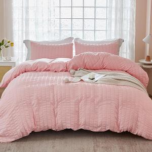 Queen Comforter Set of 5 Pieces  Queen Size Bedding Sets with Pink Comforter, Pillowcases & Shams