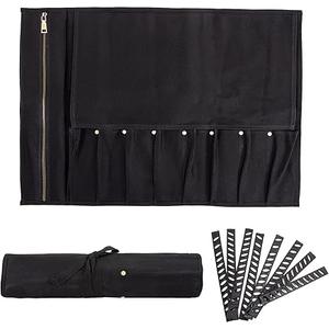 Chef Knife Roll Bag, Waxed Canvas knife bags for chefs professional, Portable 8 Slots Chef Knife Case With 1 Zipper Pockets & 8 Plastic Knife Guards Can Camping and Hold Home Kitchen Knife Tools