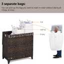 Laundry Hamper with 3 Removable Liner Bags; 132L Handwoven Rattan Laundry Basket with Lid & Heightened Feet; Clothes Hamper with Side Handles; Laundry Sorter with 3 Separate Sections