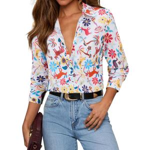 siliteelon Womens Button Down Shirt Dress Shirt Collared Long Sleeve Cotton Blouse Dressy Casual Button Up Work Office Shirt Small