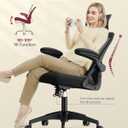 VASAGLE Ergonomic Mesh Office Chair with Adjustable Lumbar Support and Headrest, 90-105 Tilt Function, Wide Seat, FlipUp Armrests, Computer Desk Chair for Home Office, Ink Black UOBN044BH01S