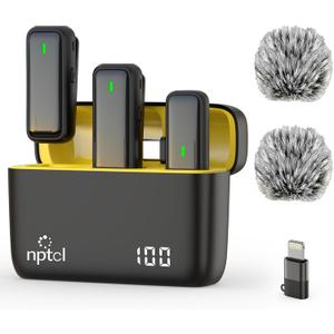 NPTCL Wireless Lavalier Microphone for iPhone Android Phone - USB Type C Mini Microphone with 24H Charging Case Noise Reduction for Video Recording Vlog YouTube TikTok (2A3XK)