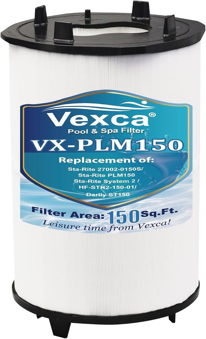 Vexca® Swimming Pool Filter Cartridge Compatible with sta-rite 27002-0150S Pool and Spa D.E. Filter, Compatible with sta-rite PLM150 and System 2 Modular Media, 150 Sq.Ft, 1 Pack