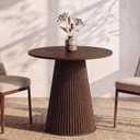 Small Round Table for 2-4, 31.5" Fluted Dinner Table with Pedestal Base, Space-Saving Circle Table for Apartment, Restaurant, Kitchen