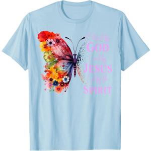 Blessed by God Loved by Jesus Butterfly T-Shirt Female XL